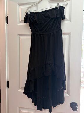 Xhilaration Black One-Shoulder Ruffle Tiered Maxi Dress